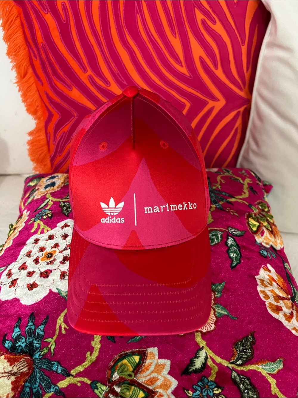 adidas red and pink graphic cap